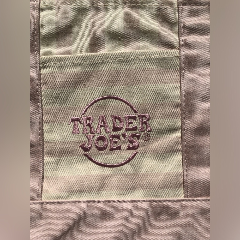 NWT Trader Joe's Limited Edition Pastel Pink & White Striped Mini Canvas Tote - Picture 3 of 6
